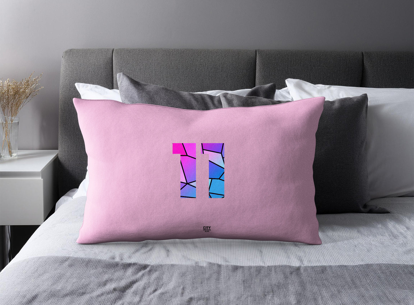 Print Deliver Plus 11 Number Pillow Case and Pillow Throw (Light Pink)