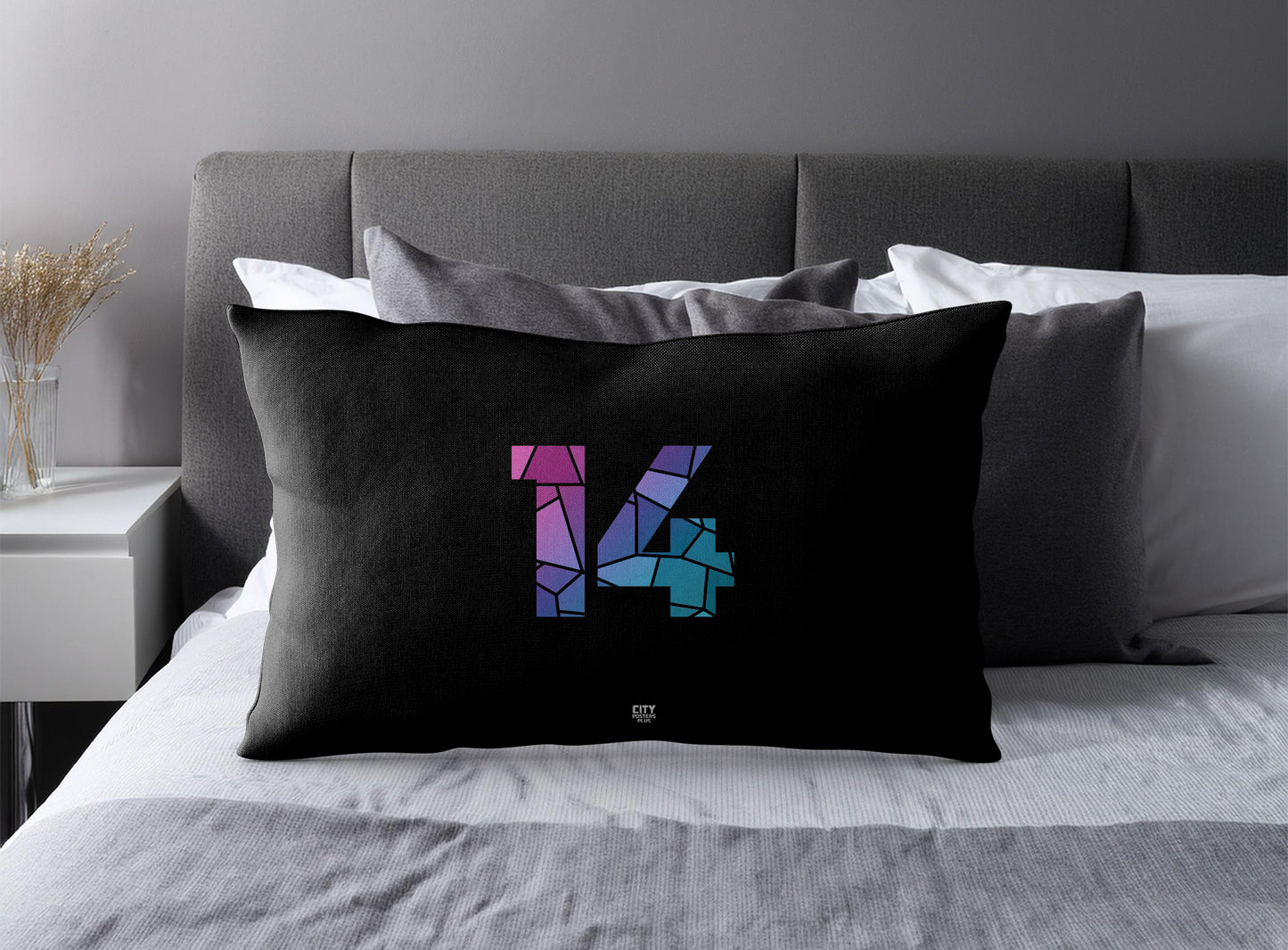 Print Deliver Plus 14 Number Pillow Case and Pillow Throw (Black)