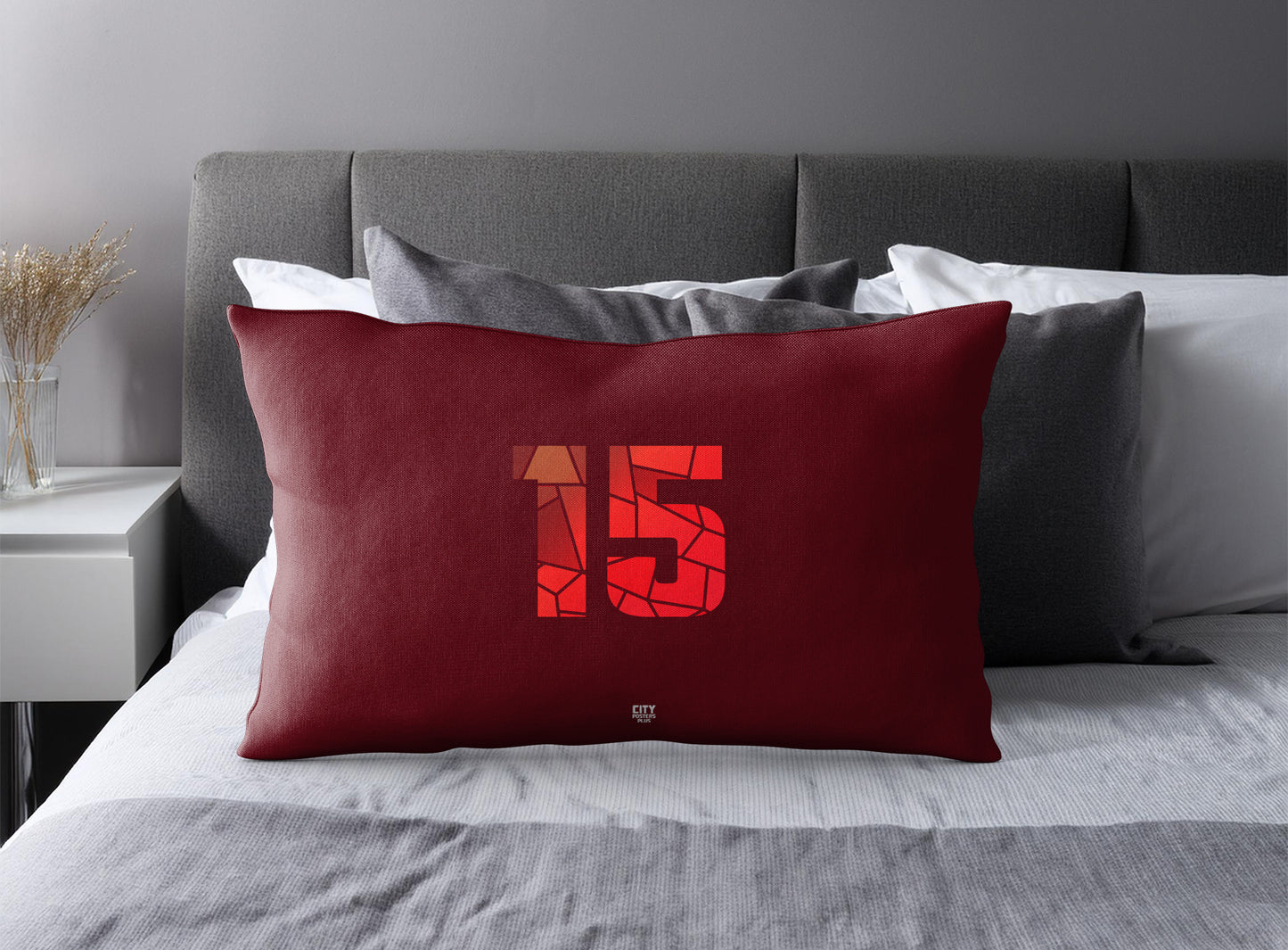 Print Deliver Plus 15 Number Pillow Case and Pillow Throw (Maroon)