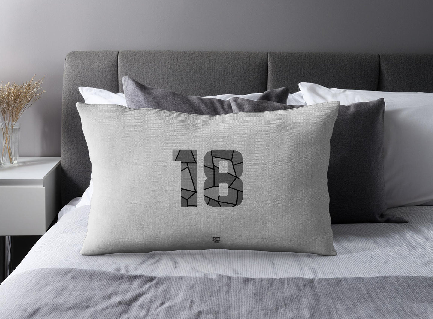 Print Deliver Plus 18 Number Pillow Case and Pillow Throw (Melange Grey)