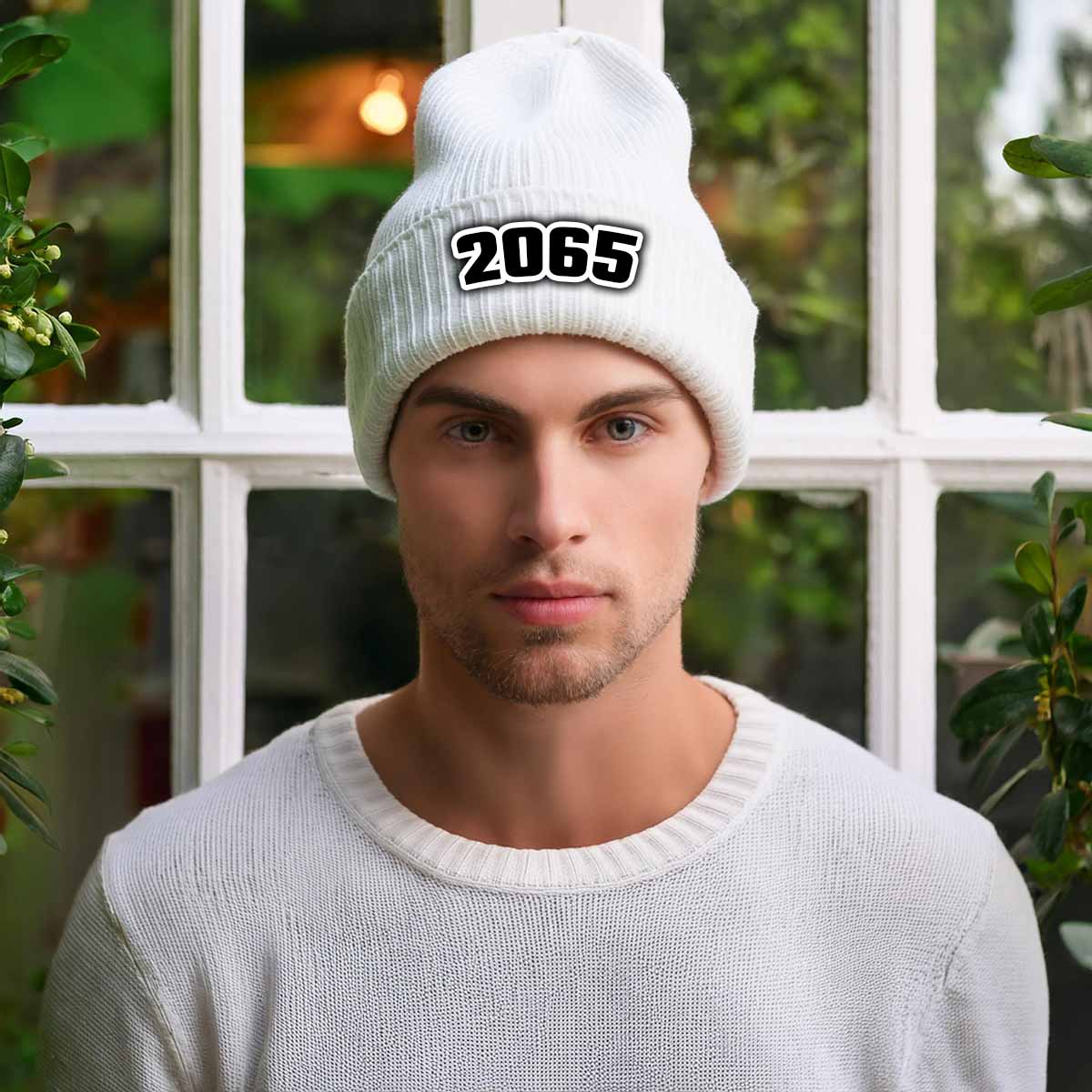 Beanies Plus 2065 Year Cuffed Beanie (White)