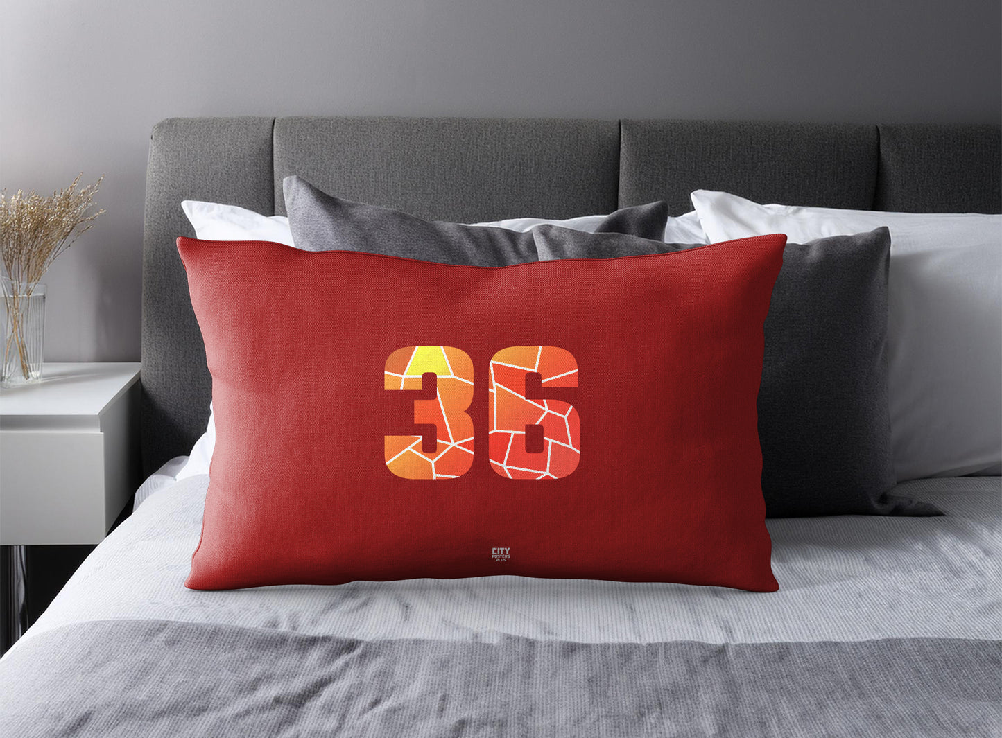 Print Deliver Plus 36 Number Pillow Case and Pillow Throw (Red)