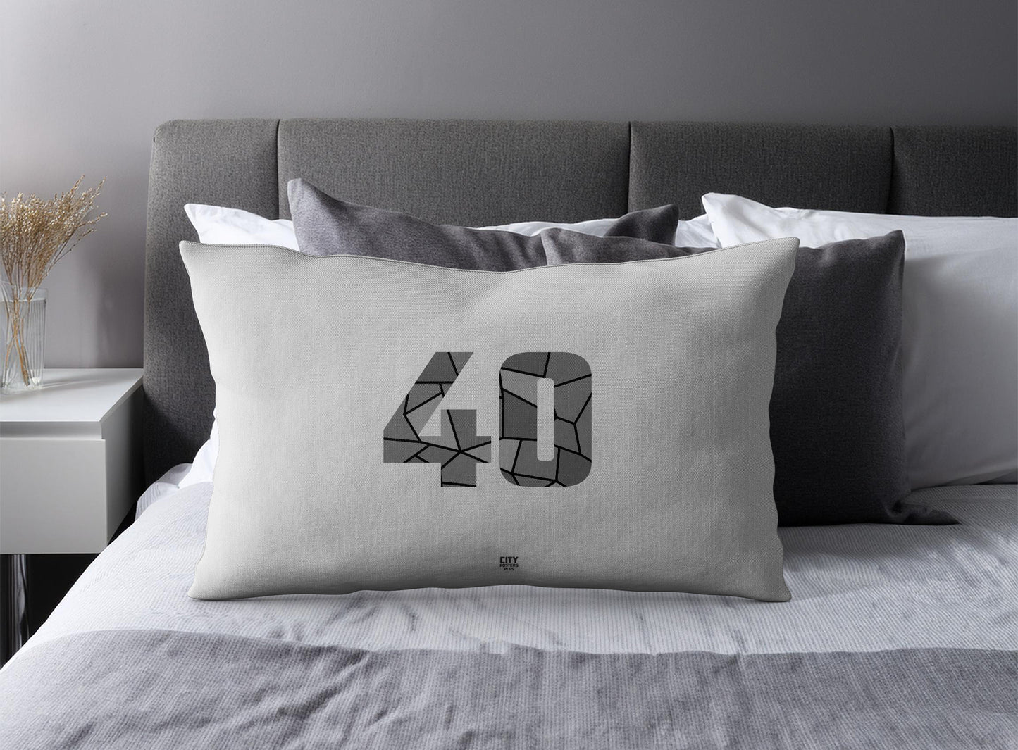 Print Deliver Plus 40 Number Pillow Case and Pillow Throw (Melange Grey)