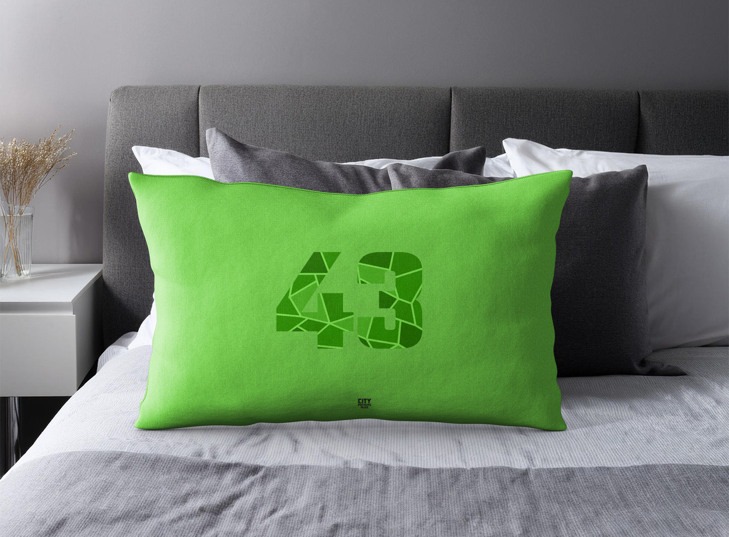 Print Deliver Plus 43 Number Pillow Case and Pillow Throw (Liril Green)