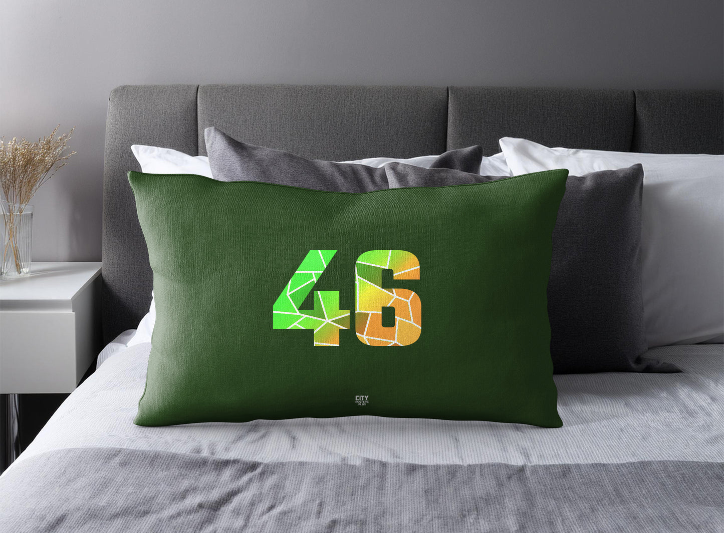 Print Deliver Plus 46 Number Pillow Case and Pillow Throw (Olive Green)