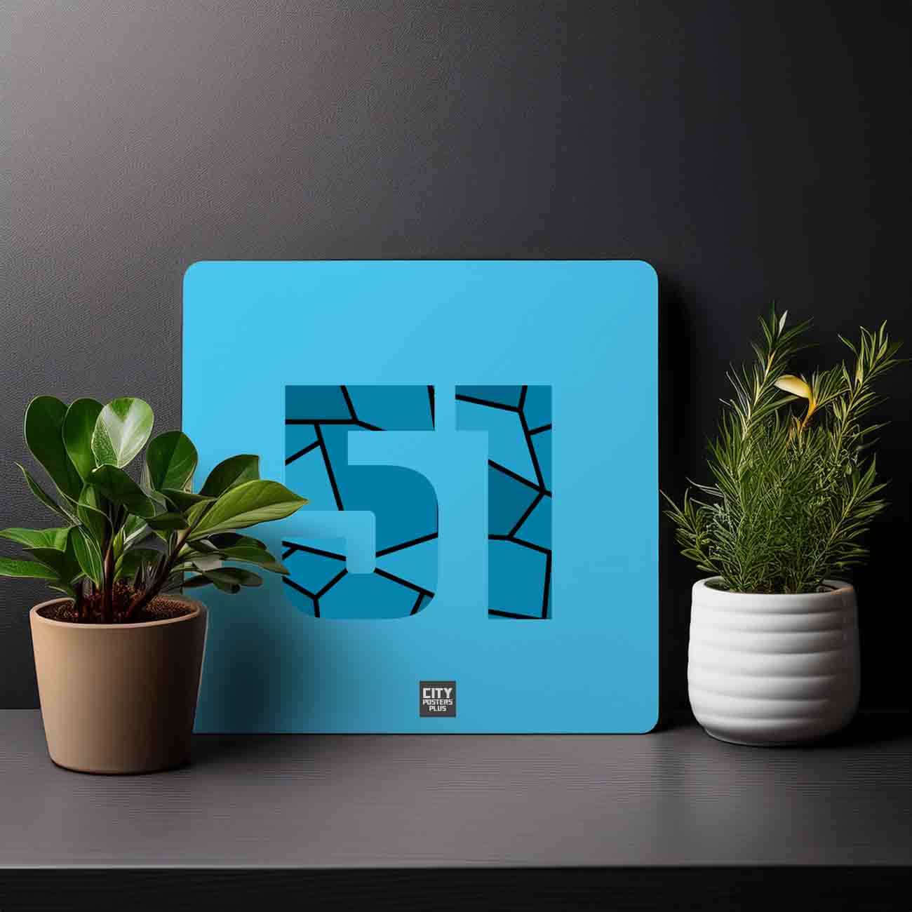 51 Number Mousepad (Sky Blue)