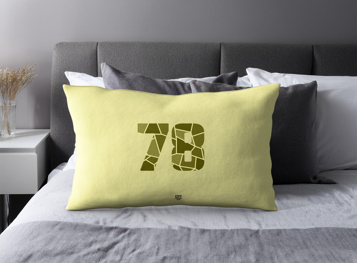 Print Deliver Plus 78 Number Pillow Case and Pillow Throw (Butter Yellow)