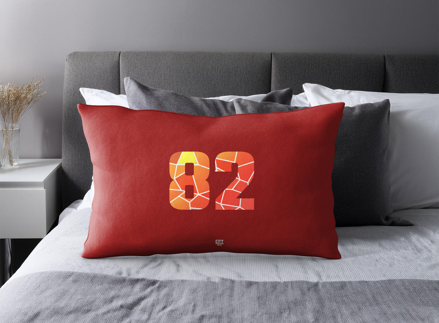 Print Deliver Plus 82 Number Pillow Case and Pillow Throw (Red)