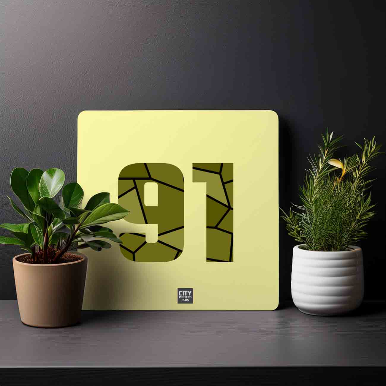 91 Number Mousepad (Butter Yellow)