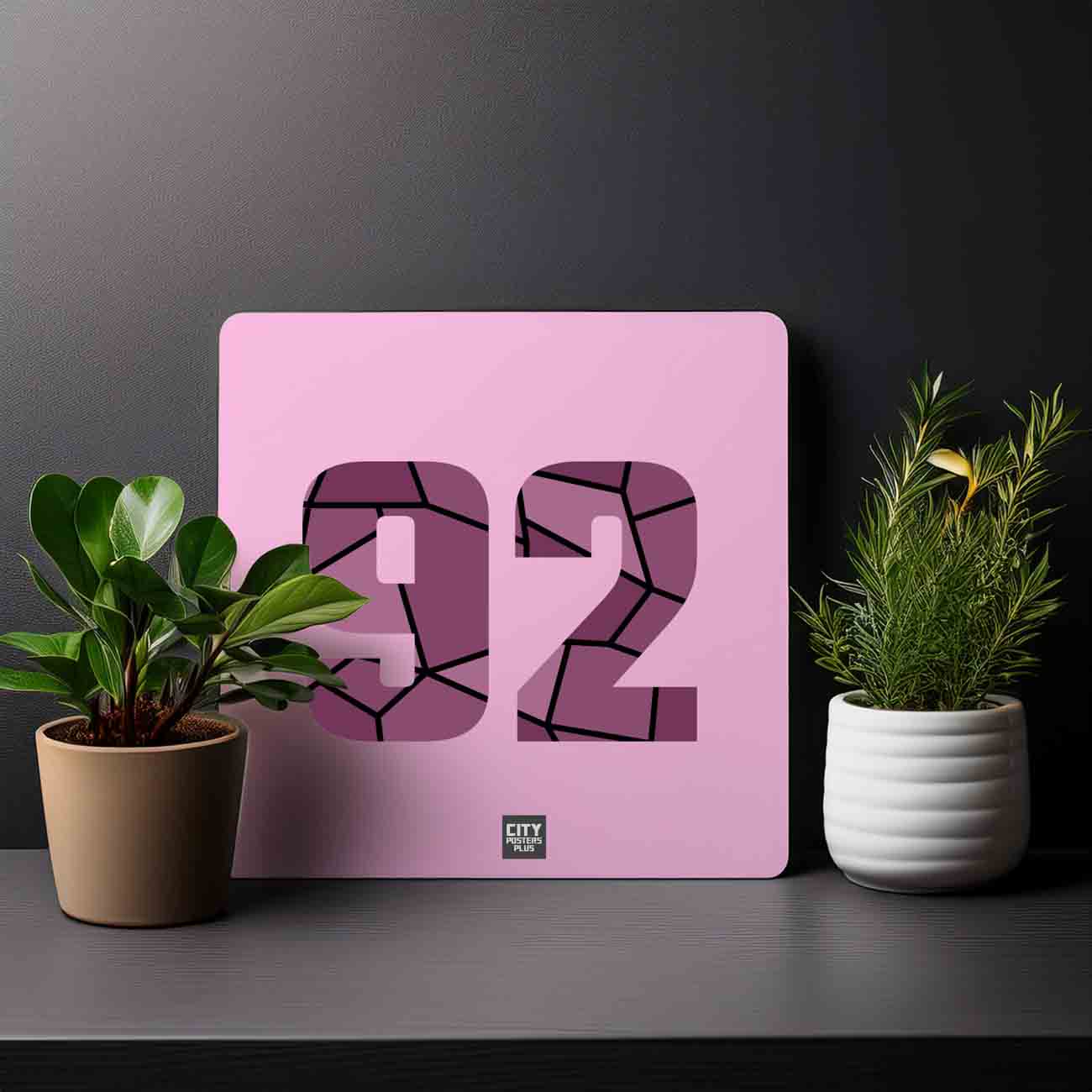 92 Number Mousepad (Light Pink)