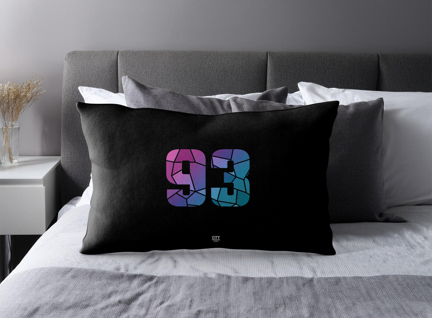 Print Deliver Plus 93 Number Pillow Case and Pillow Throw (Black)