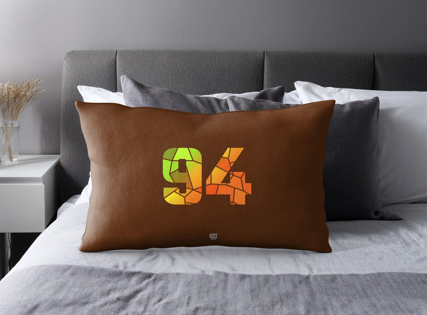 Print Deliver Plus 94 Number Pillow Case and Pillow Throw (Brown)