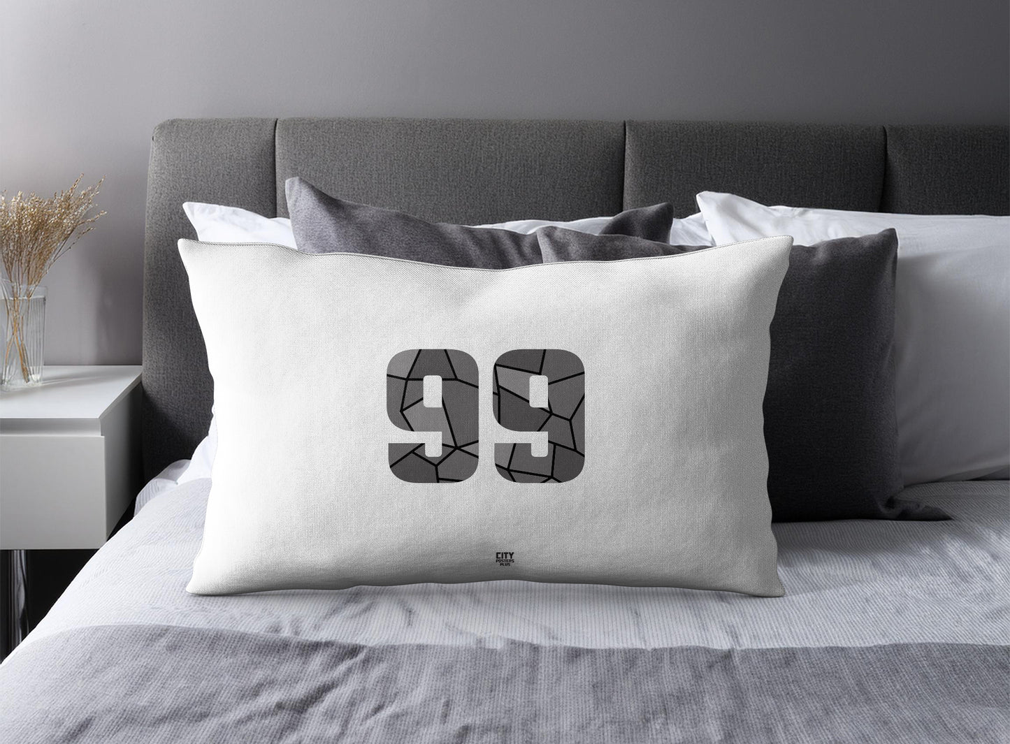 PDP 99 Number Pillow Case and Pillow Throw (White)