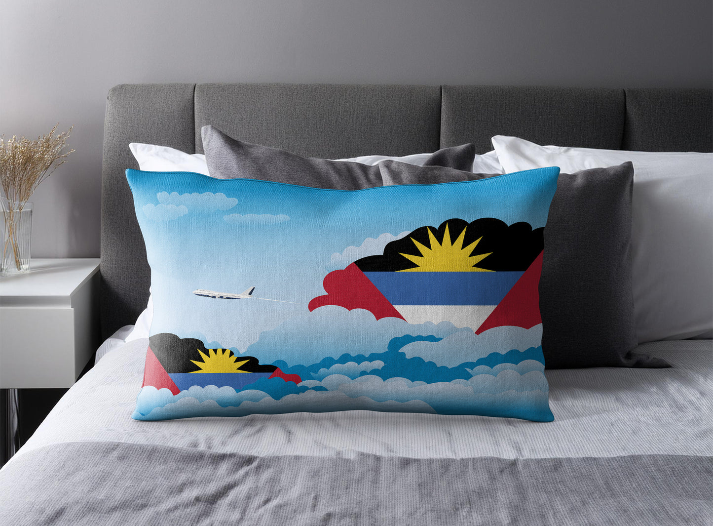 Antigua Case and Barbuda Day Clouds Pillow Case and Pillow Throw