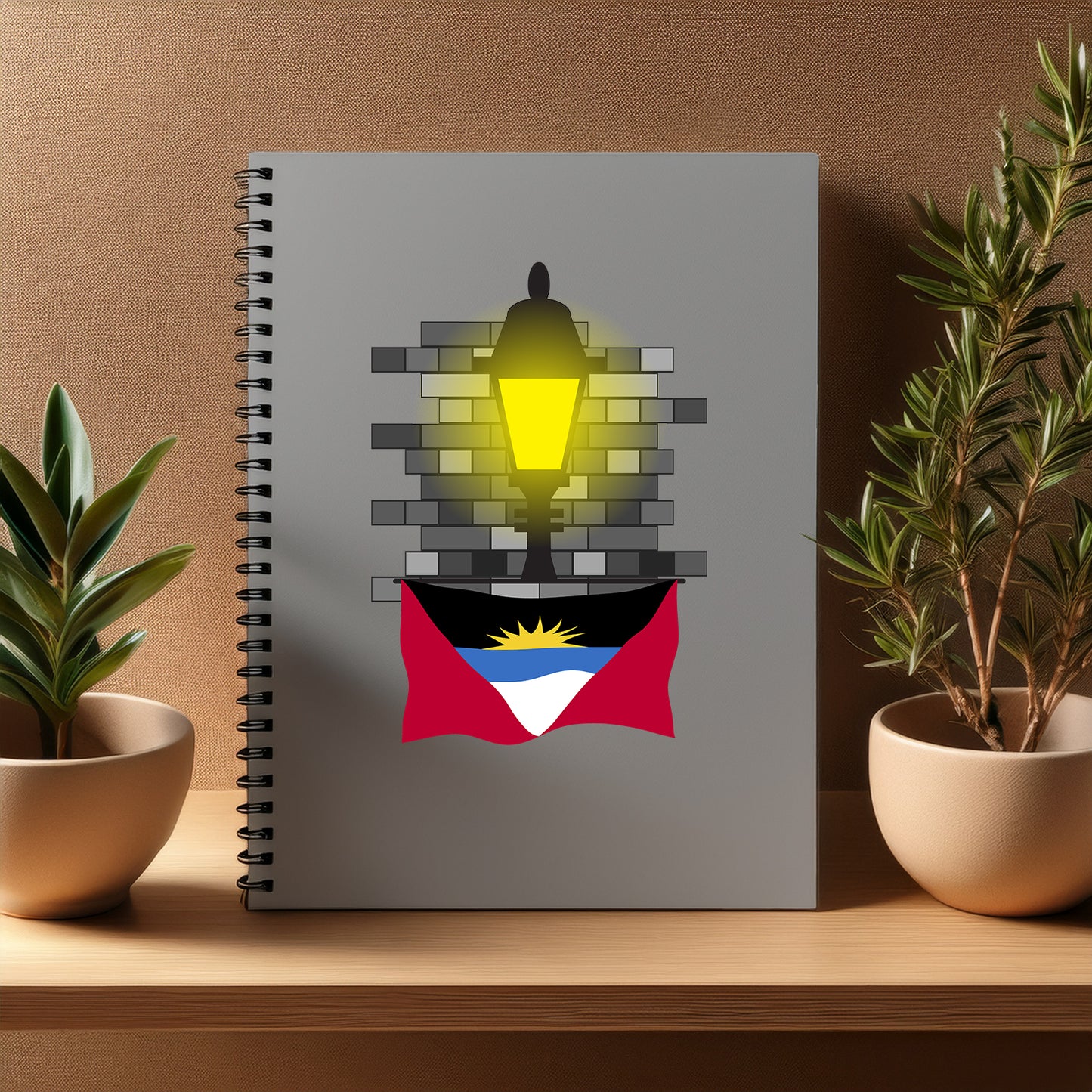 Antigua and Barbuda Street Lamp Bricks Notebook