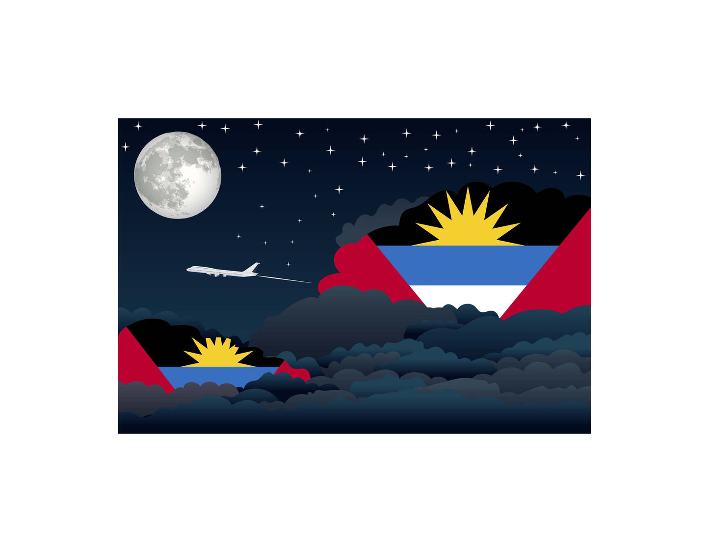 Antigua Case and Barbuda Night Clouds Blanket Throw