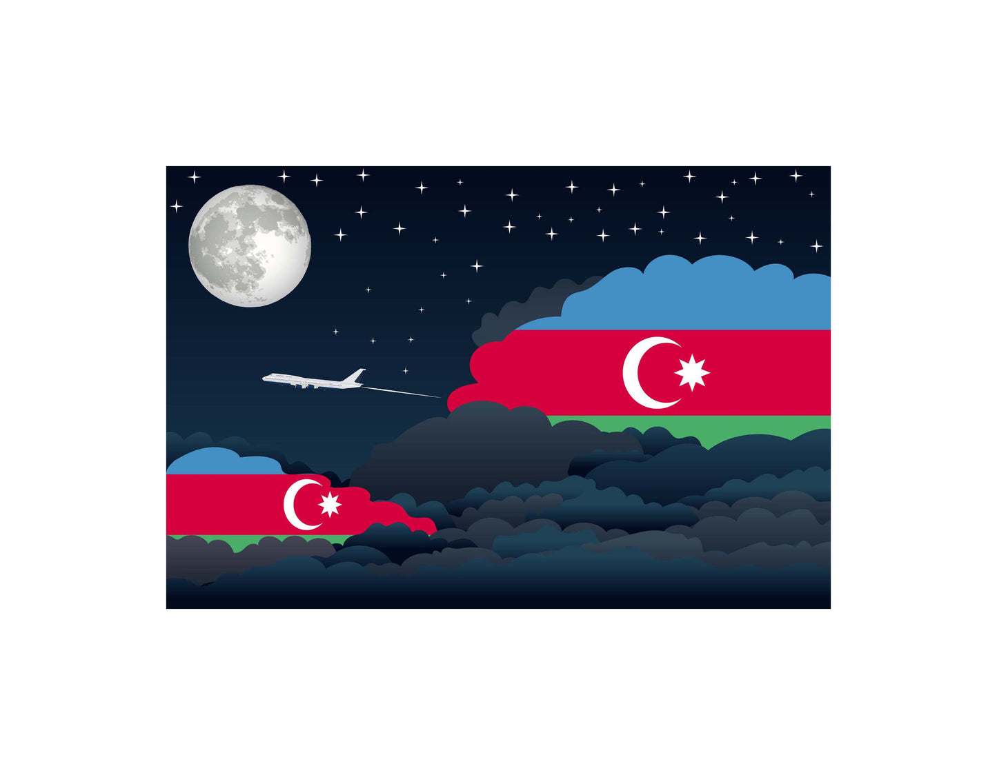Azerbaijan Night Clouds Blanket Throw