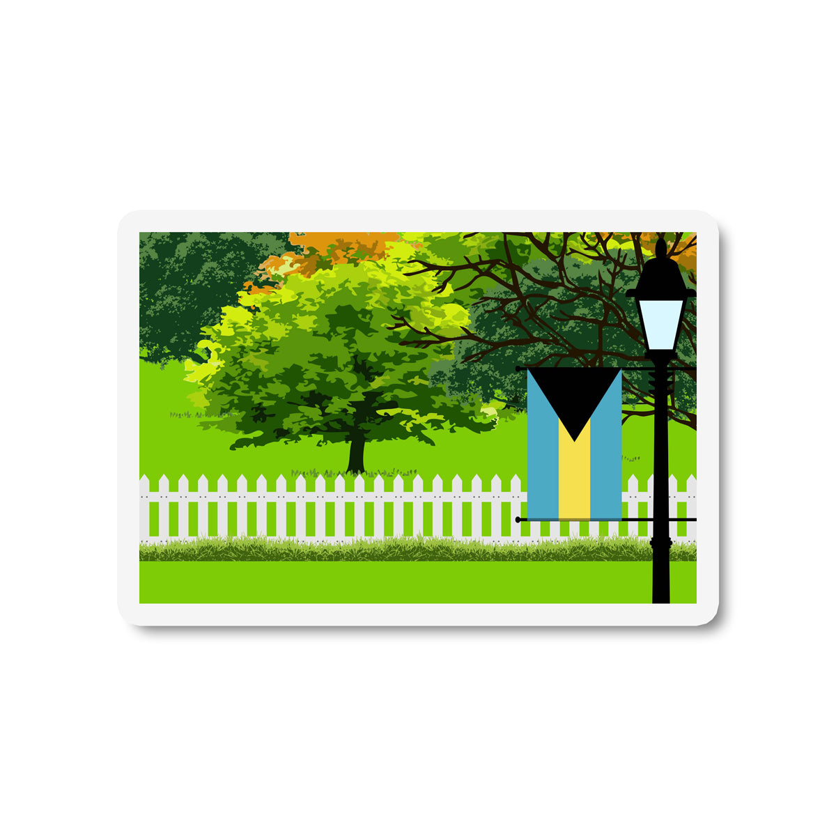 Bahamas Trees and Street Lamp Sticker