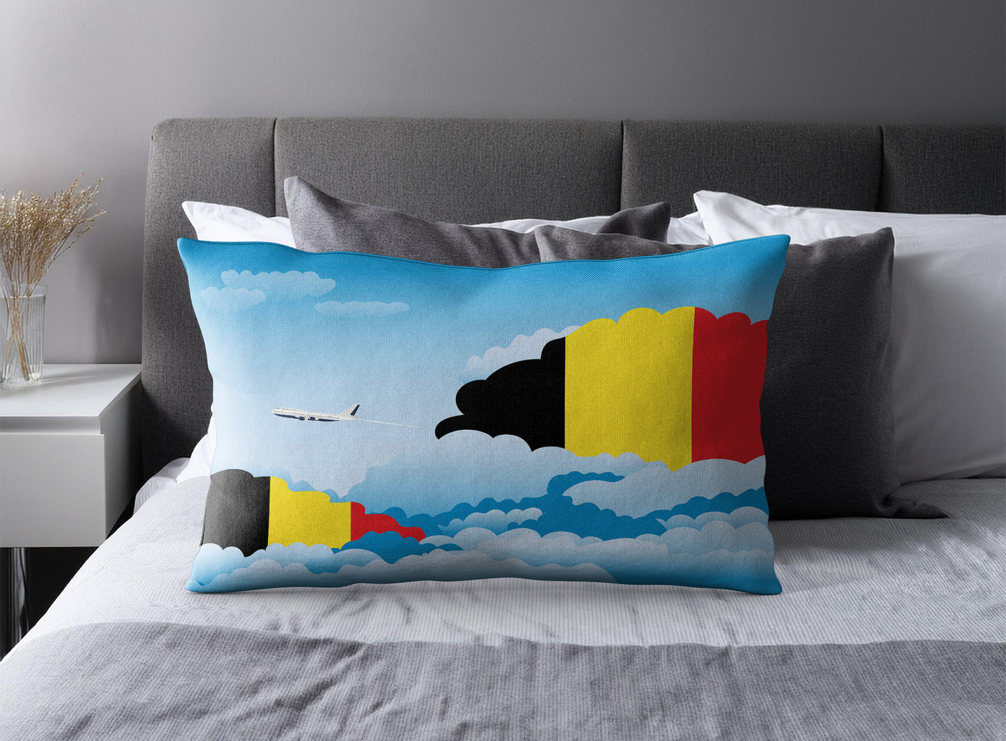 Belgium Day Clouds Pillow Case and Pillow Throw