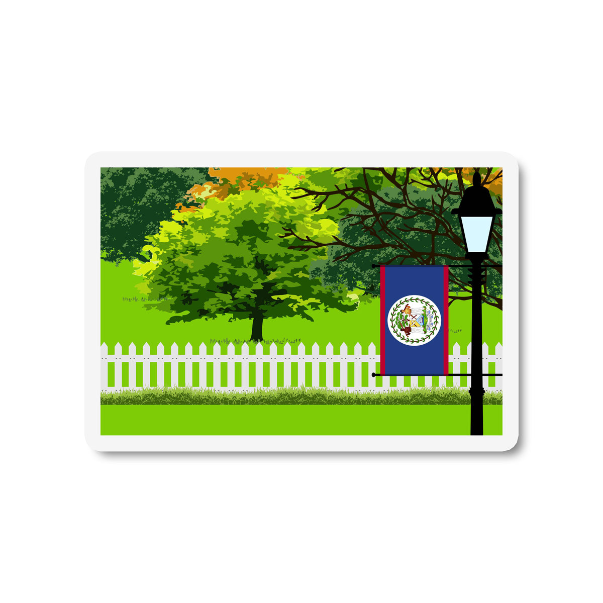 Belize Trees Street Lamp Fridge Magnet