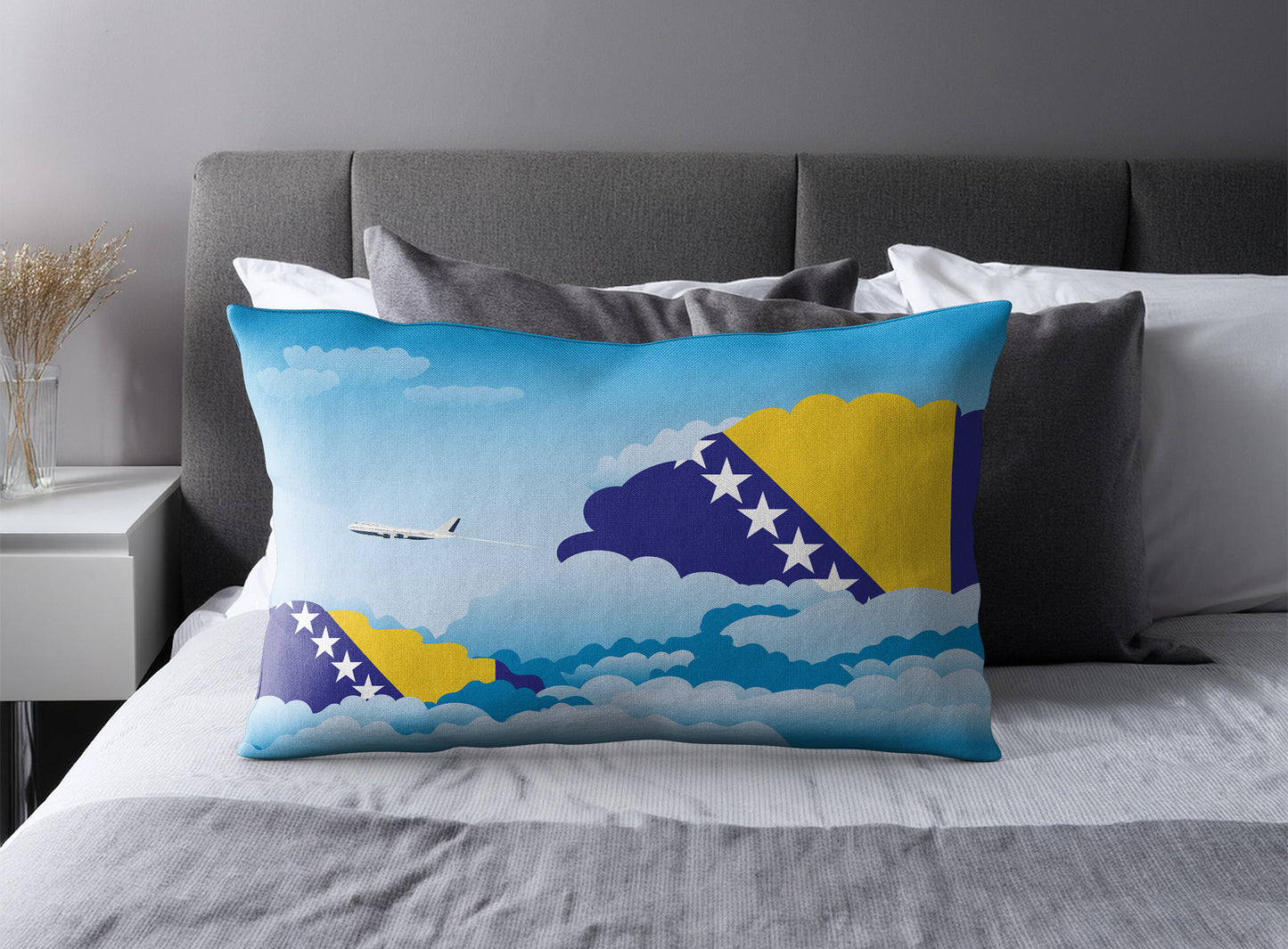 Bosnia Case and Herzegovina Day Clouds Pillow Case and Pillow Throw
