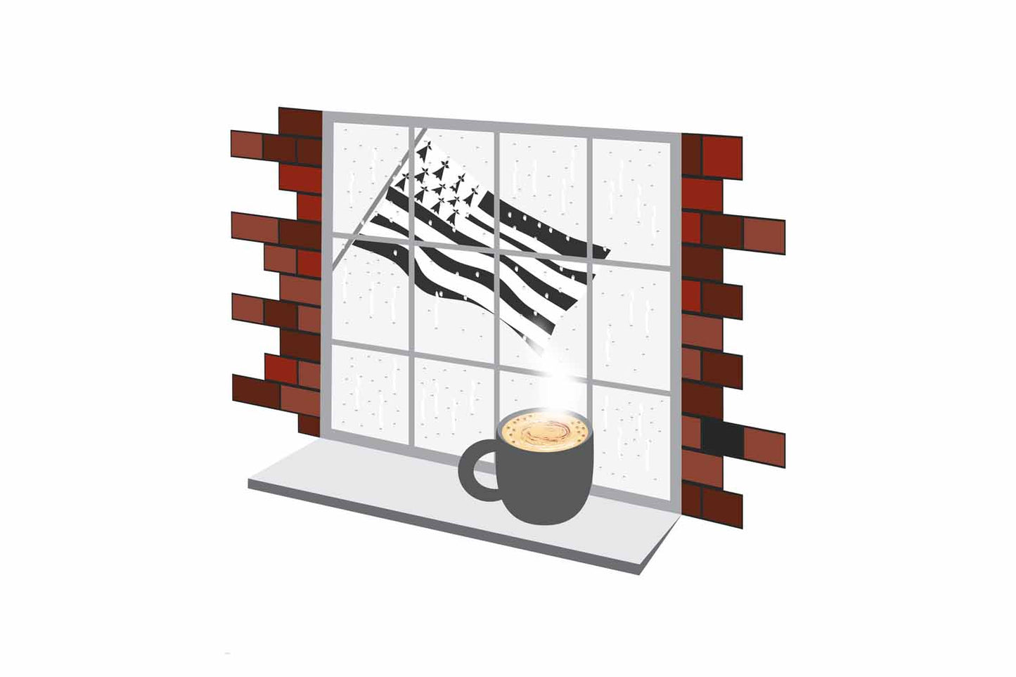 Brittany Coffee Rain Window Fridge Magnet