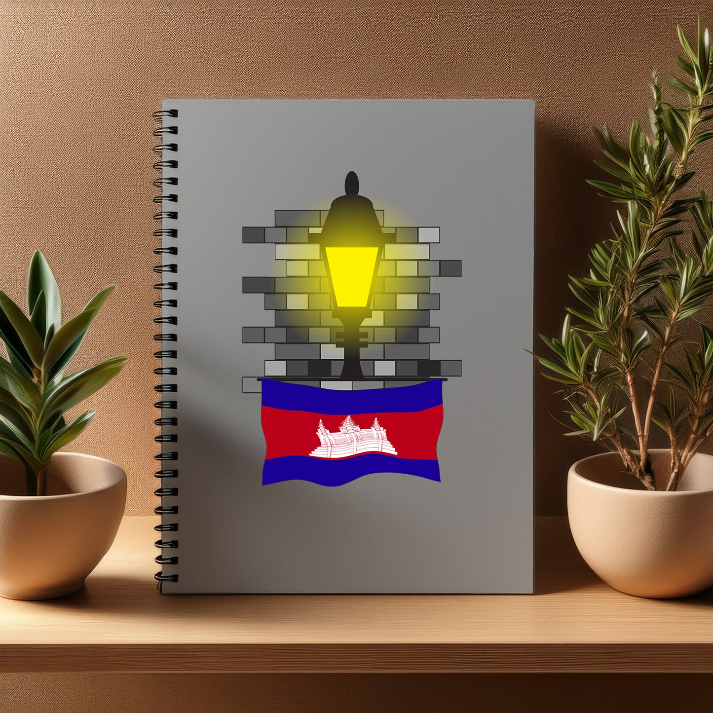 Cambodia Street Lamp Bricks Notebook