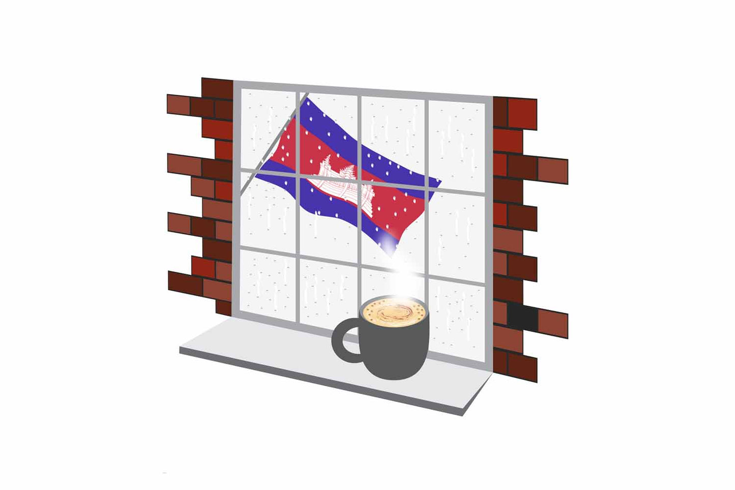 Cambodia Coffee Rain Window Fridge Magnet