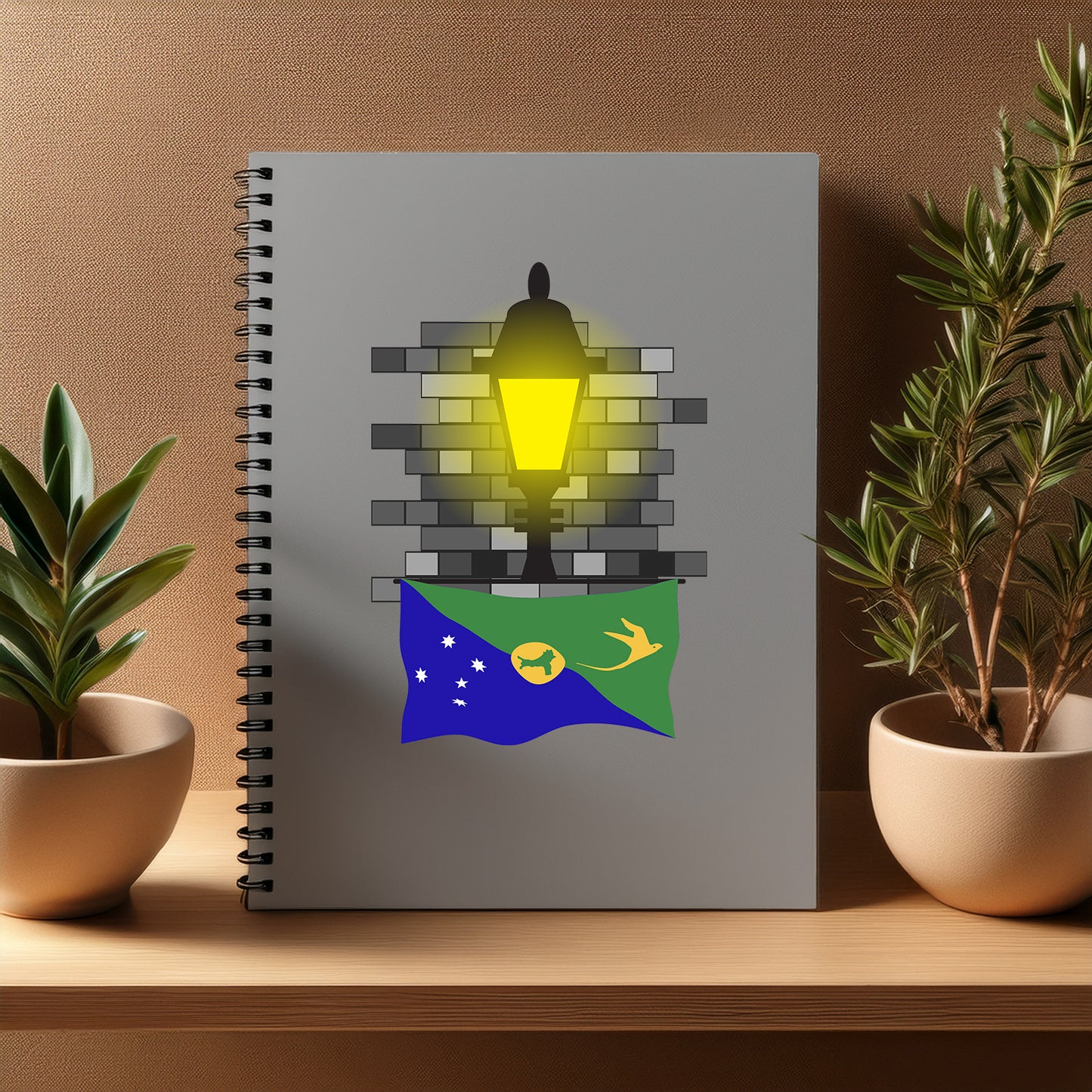 Christmas Island Street Lamp Bricks Notebook