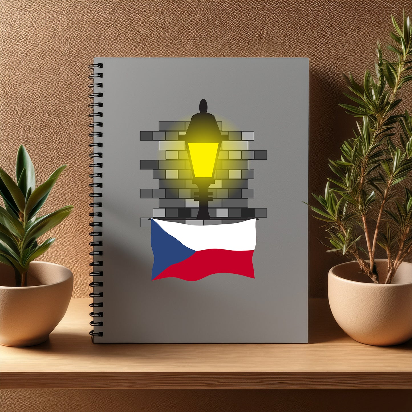 Czech Republic Street Lamp Bricks Notebook