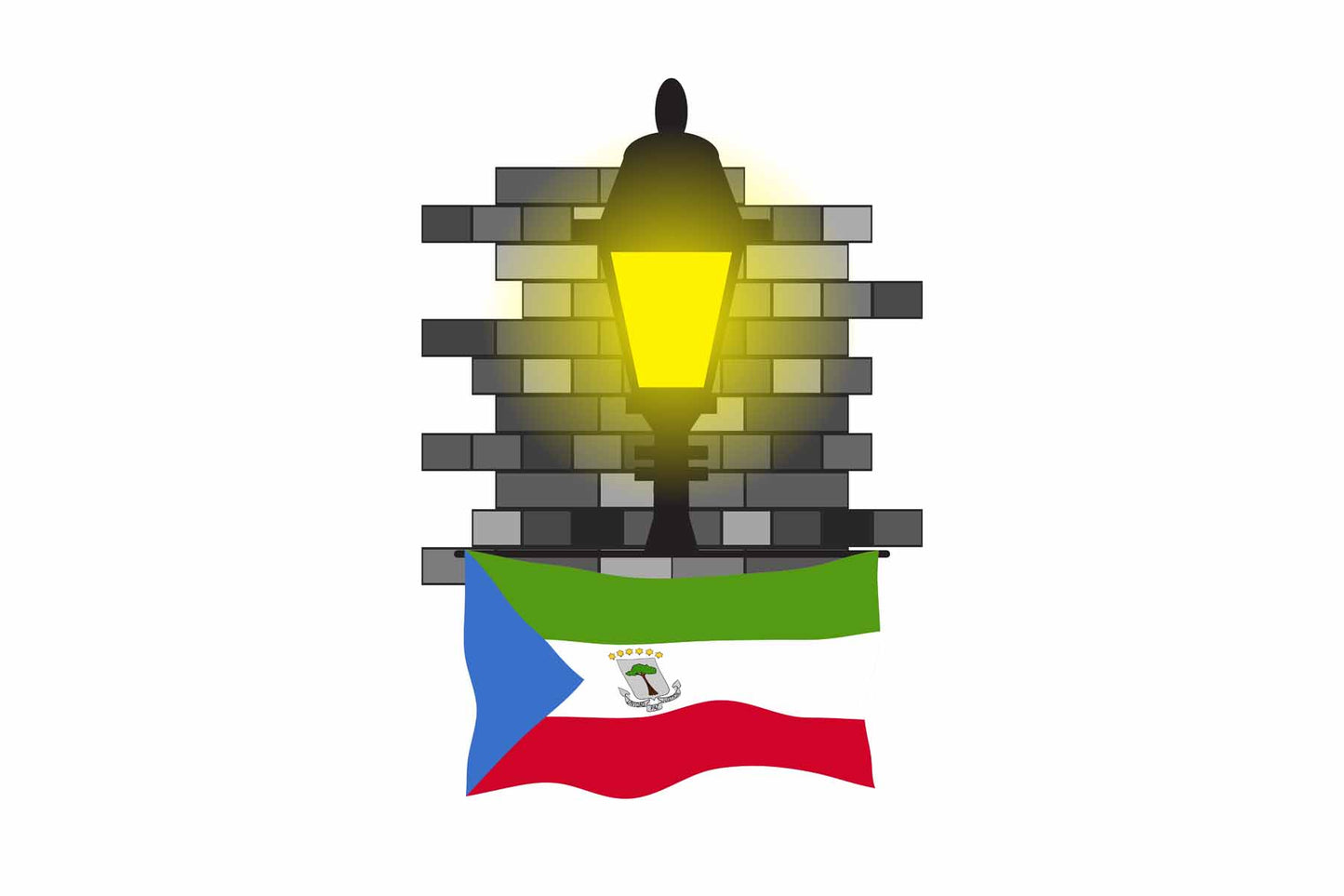 Equatorial Guinea Street Lamp Bricks Fridge Magnet