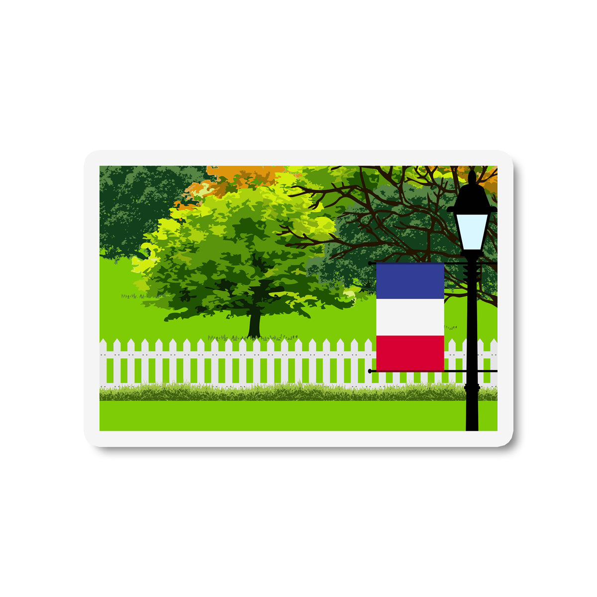 France Trees Street Lamp Fridge Magnet