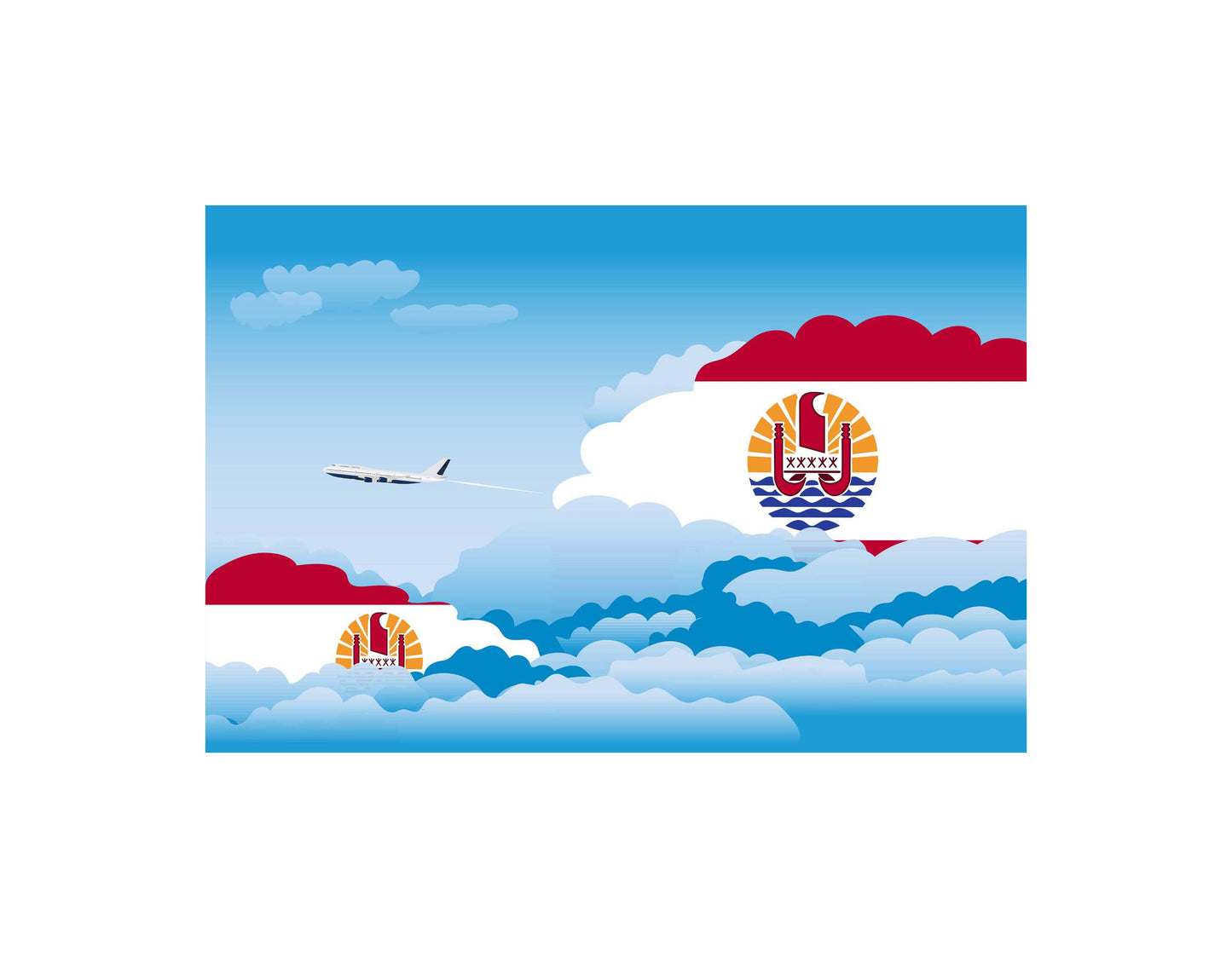 French Polynesia Day Clouds Blanket Throw
