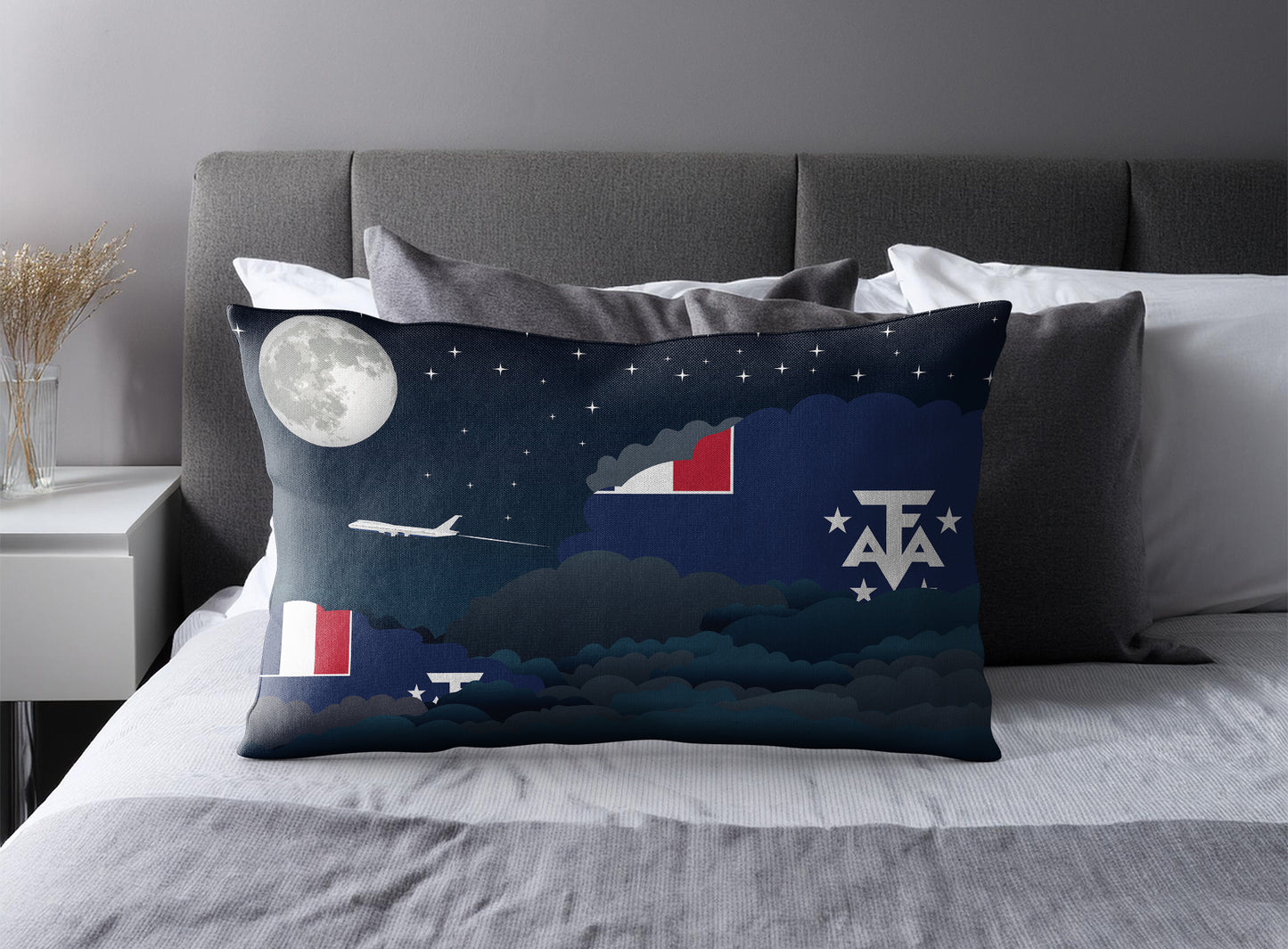 French Southern Case and Antarctic Lands Night Clouds Pillow Case and Pillow Throw