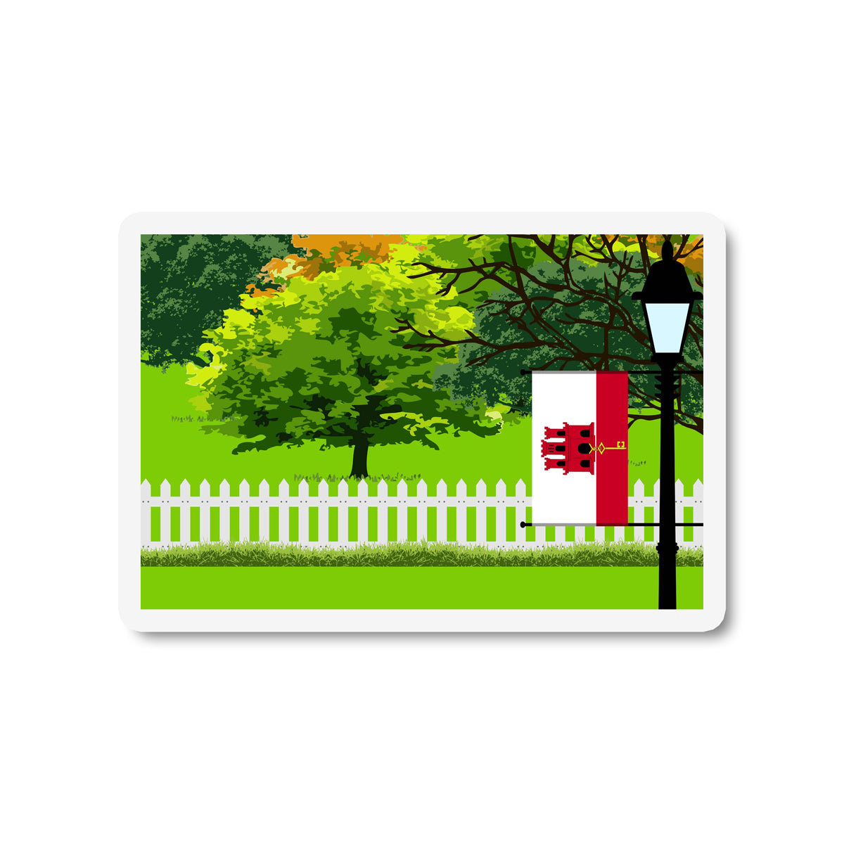 Gibraltar Trees and Street Lamp Sticker