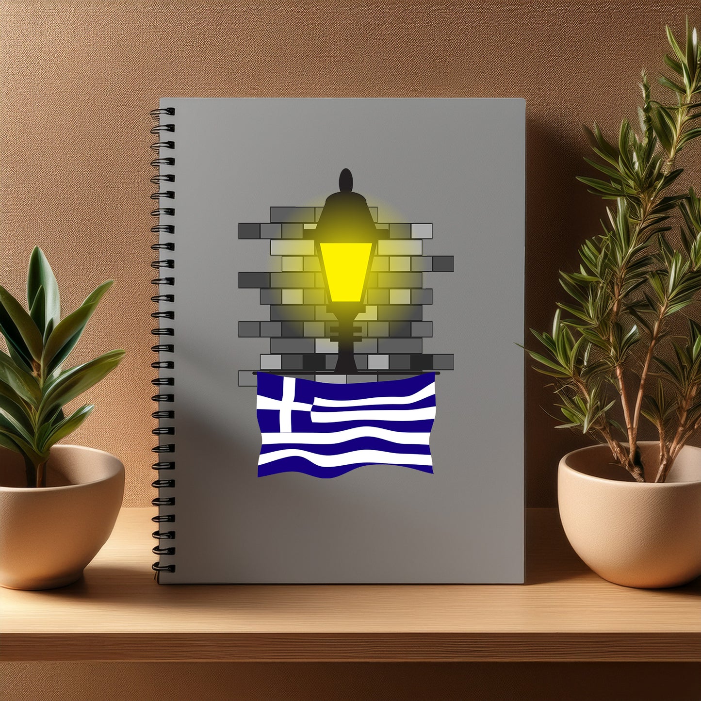 Greece Street Lamp Bricks Notebook