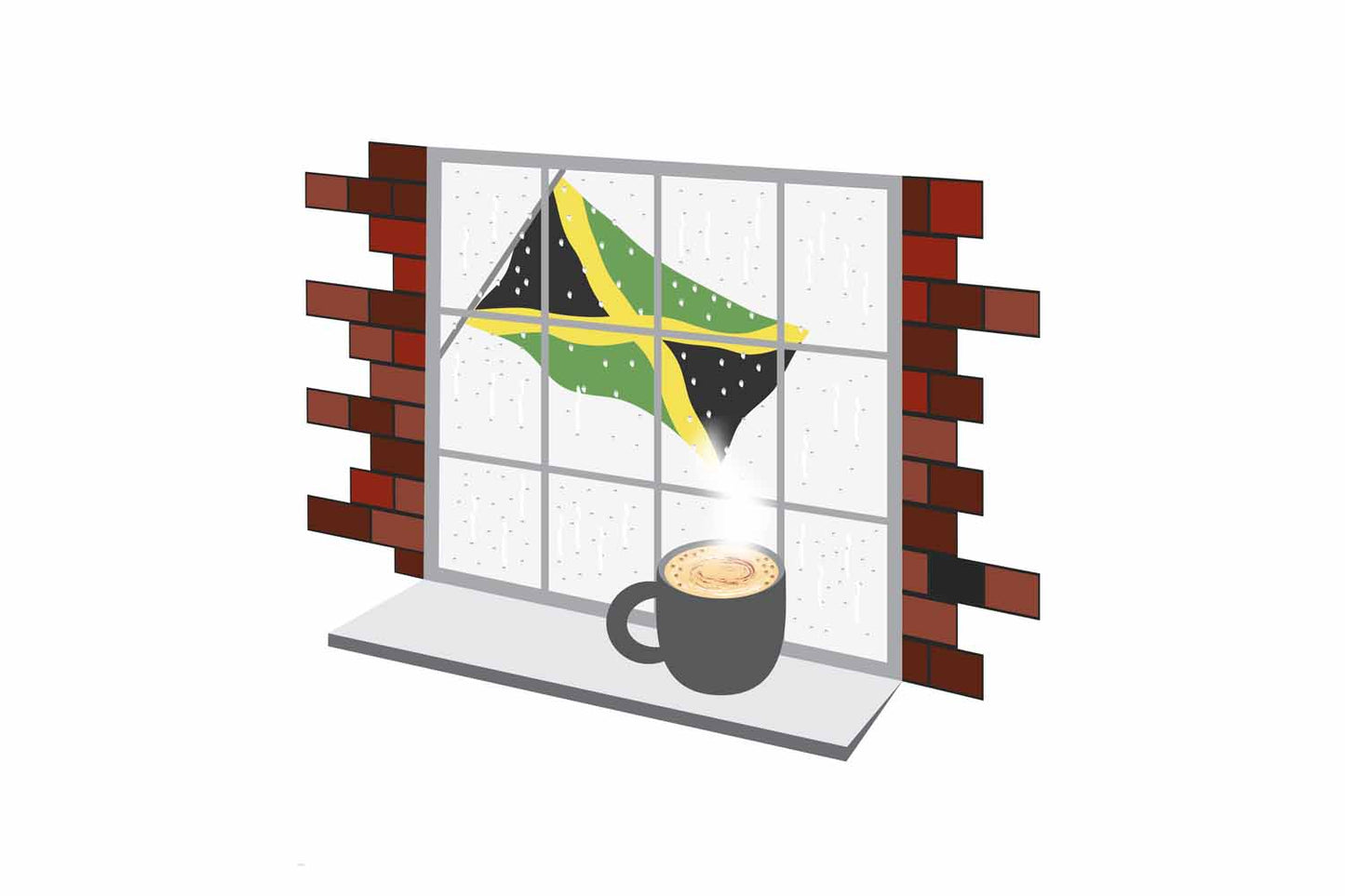 Jamaica Coffee Rain Window Sticker