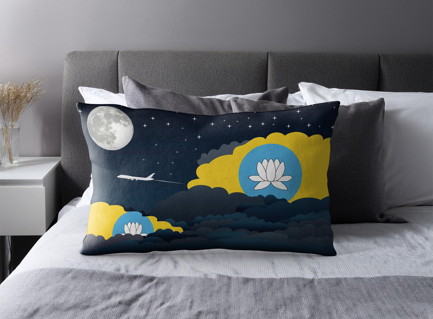 Kalmykia Night Clouds Pillow Case and Pillow Throw