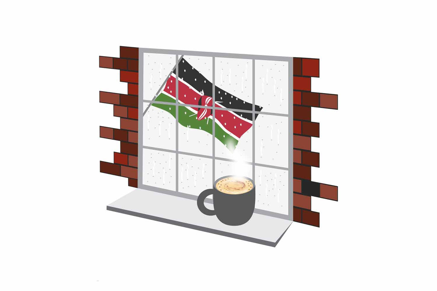 Kenya Coffee Rain Window Fridge Magnet