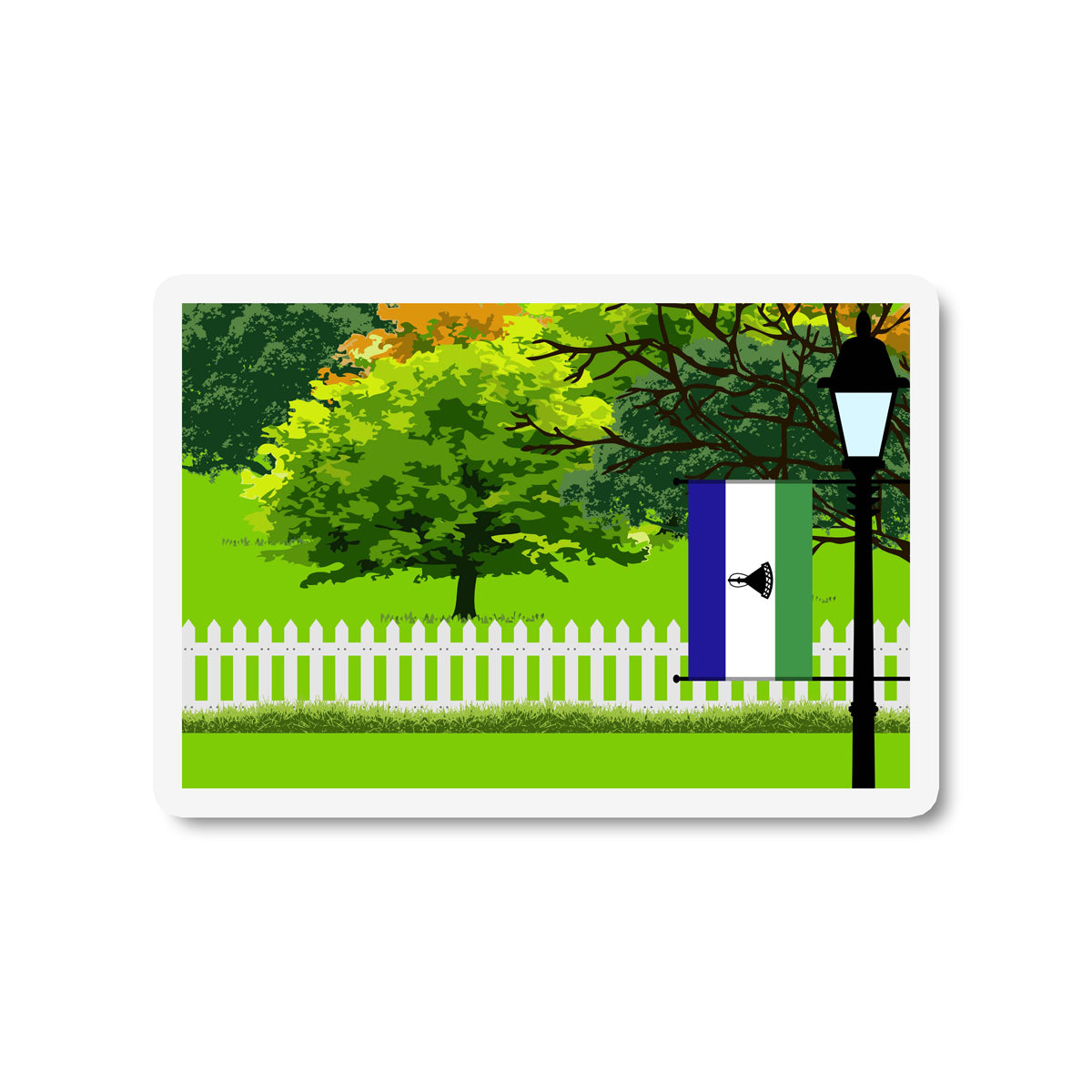 Lesotho Trees Street Lamp Fridge Magnet