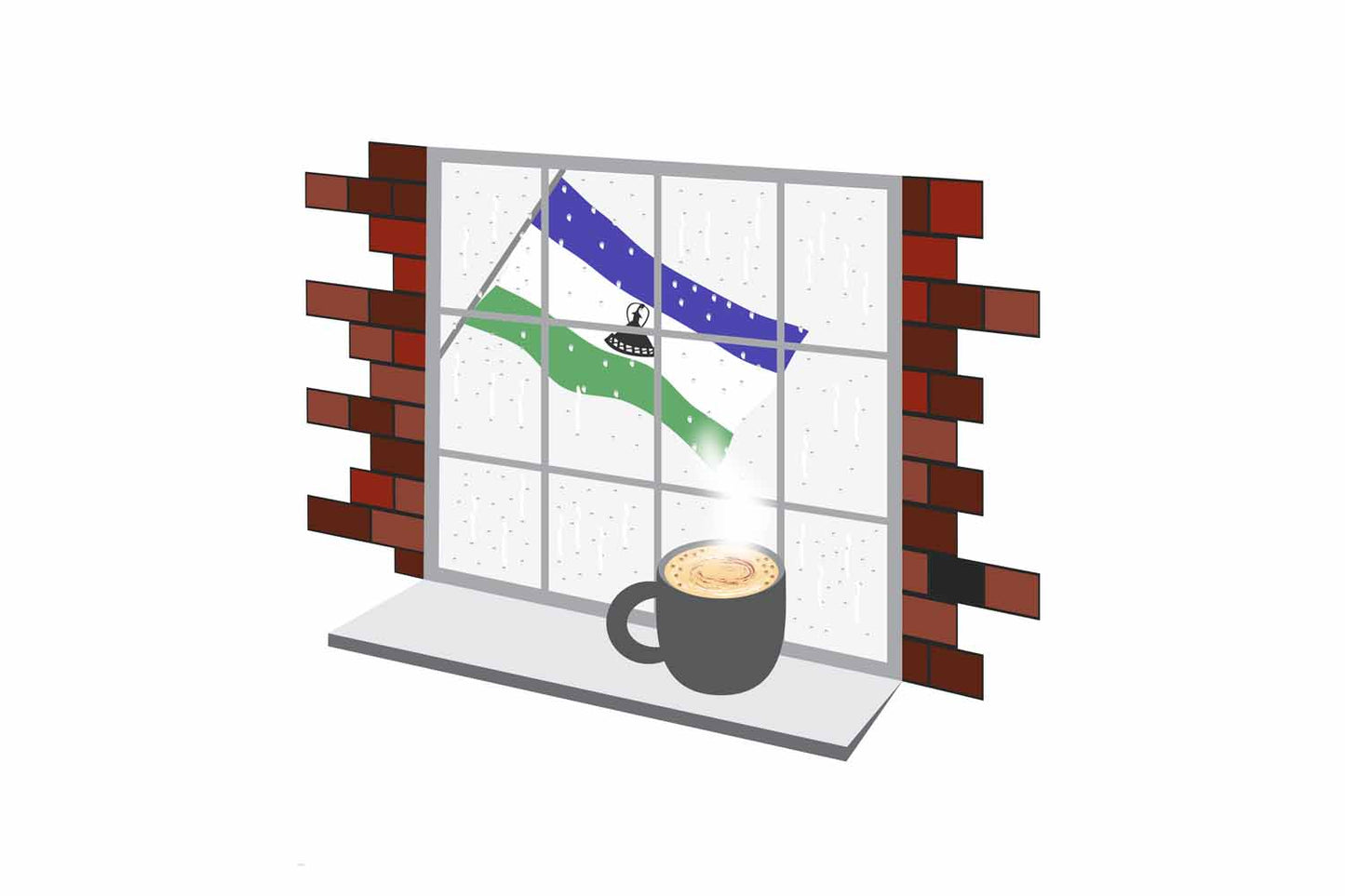 Lesotho Coffee Rain Window Sticker