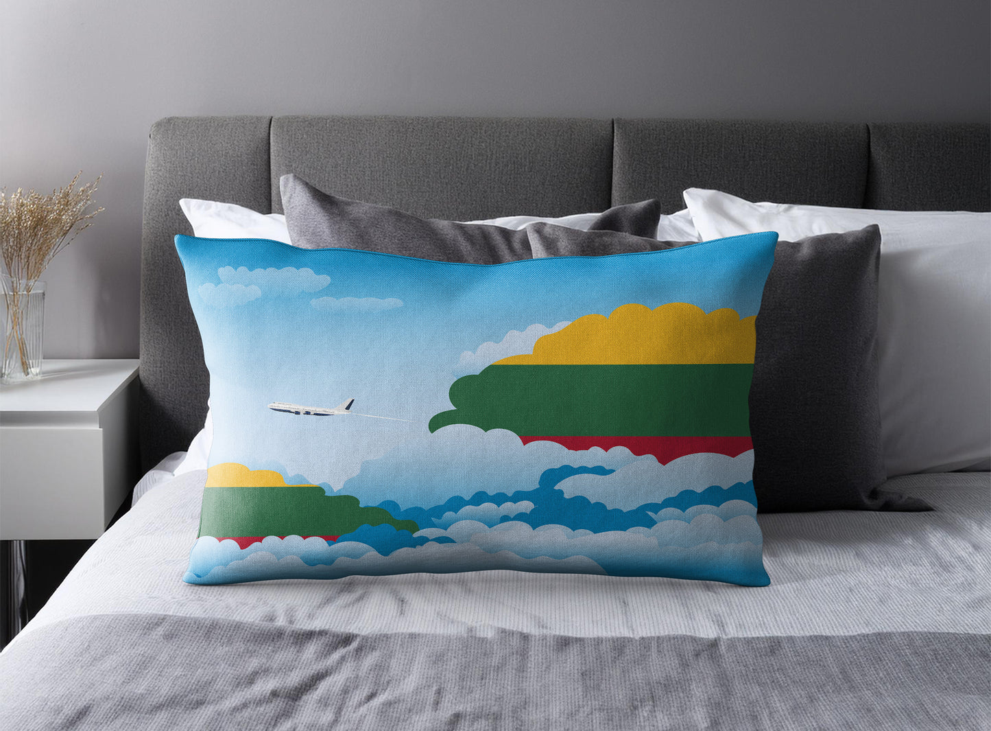 Lithuania Day Clouds Pillow Case and Pillow Throw