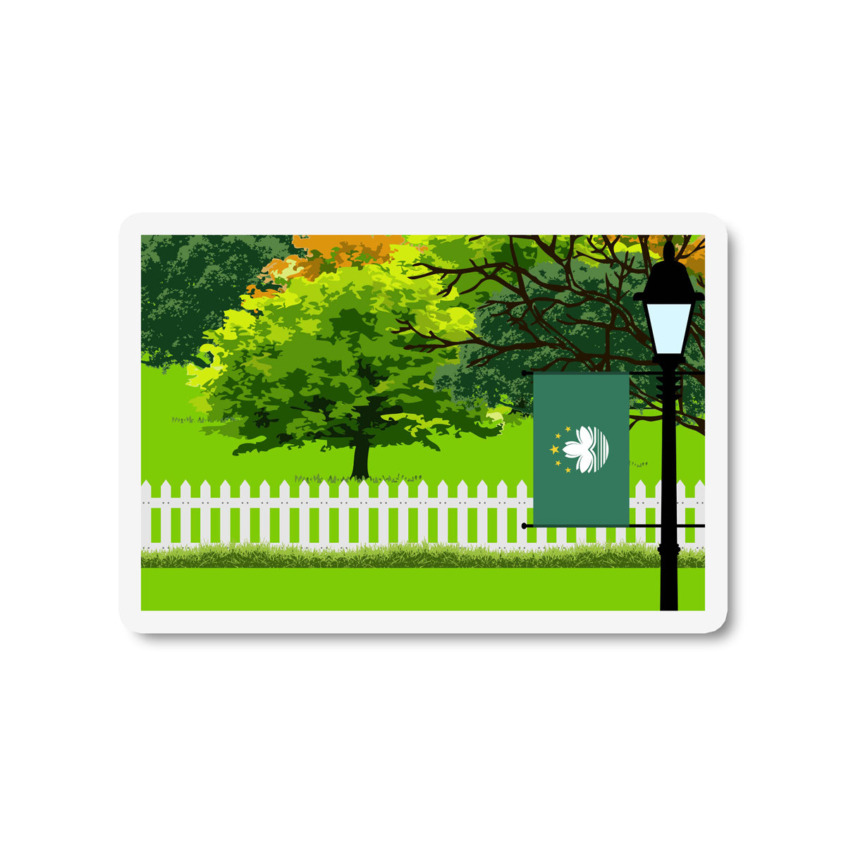 Macau Trees and Street Lamp Sticker