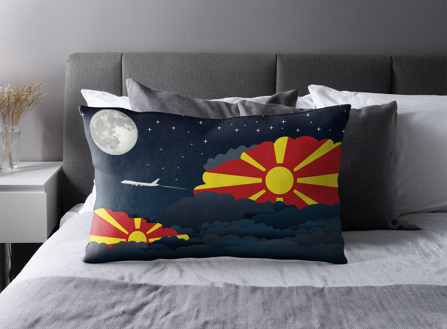 Macedonia Night Clouds Pillow Case and Pillow Throw