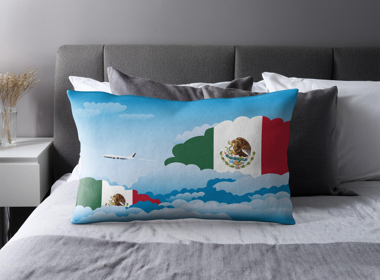 Mexico Day Clouds Pillow Case and Pillow Throw