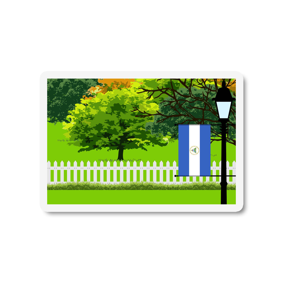 Nicaragua Trees and Street Lamp Sticker