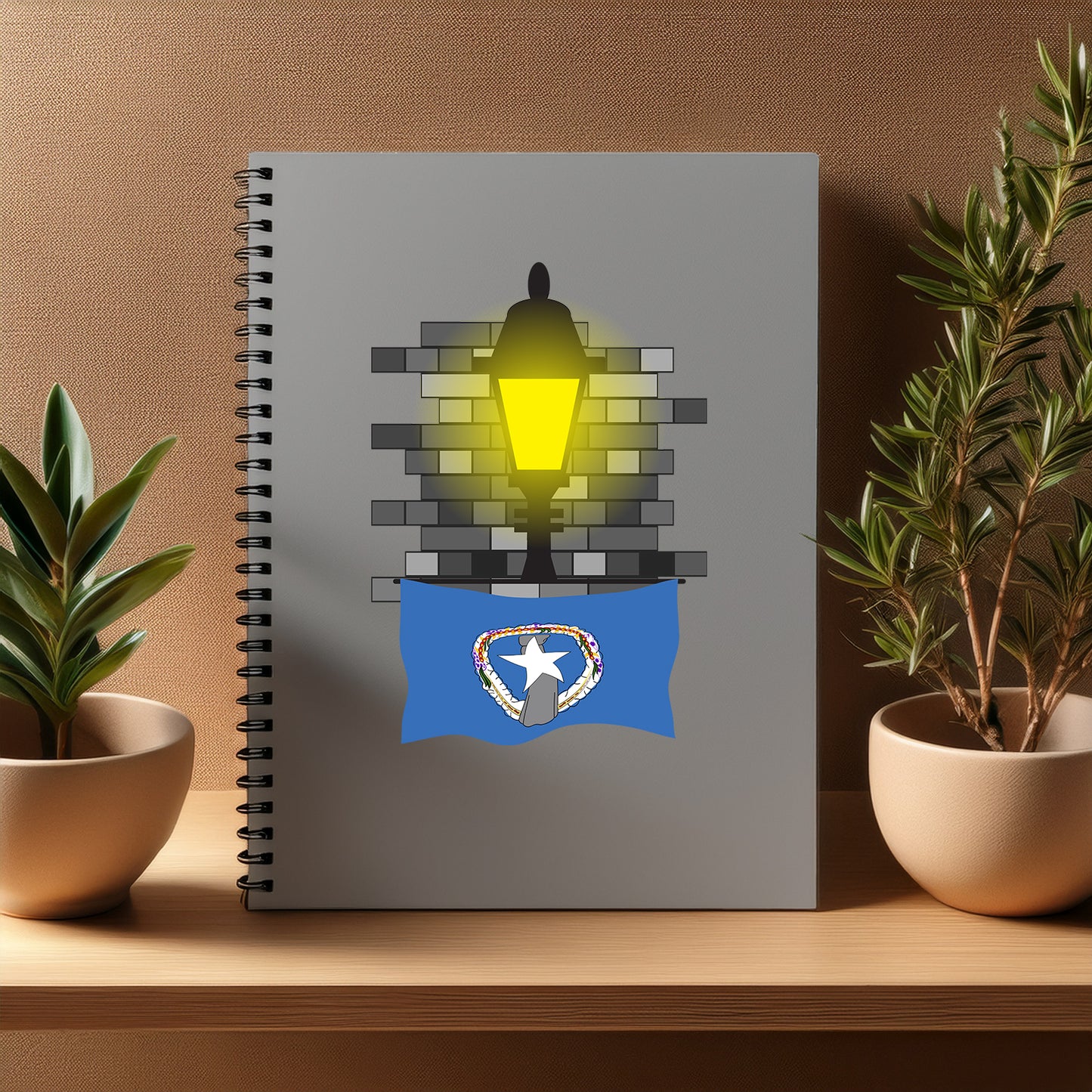 Northern Mariana Islands Street Lamp Bricks Notebook