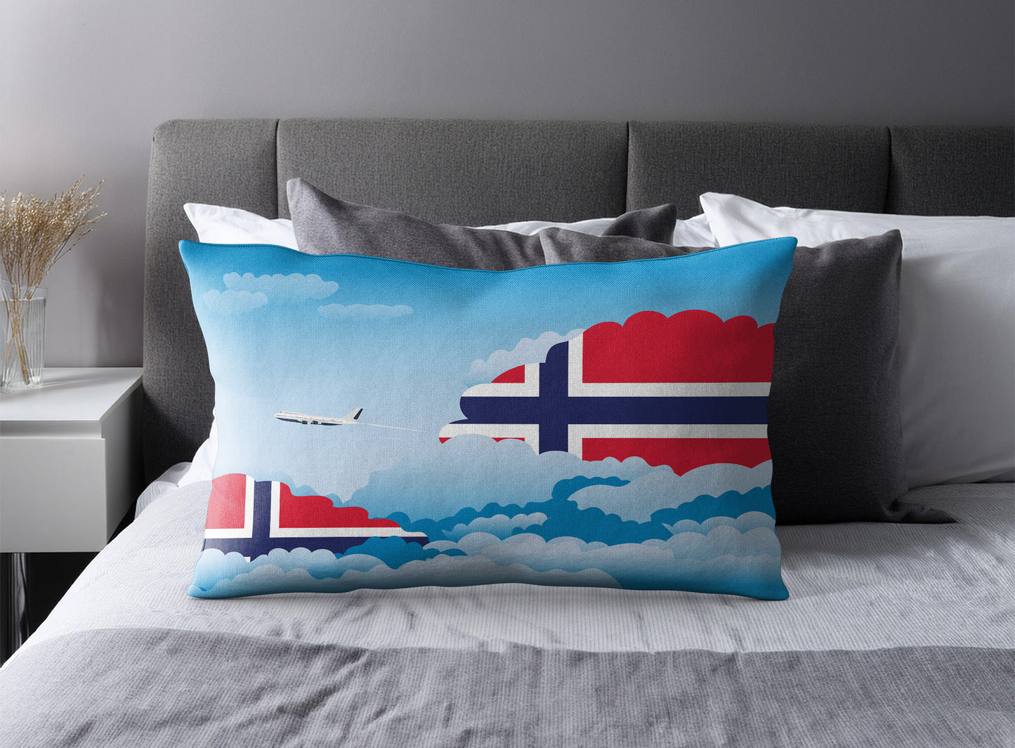 Norway Day Clouds Pillow Case and Pillow Throw