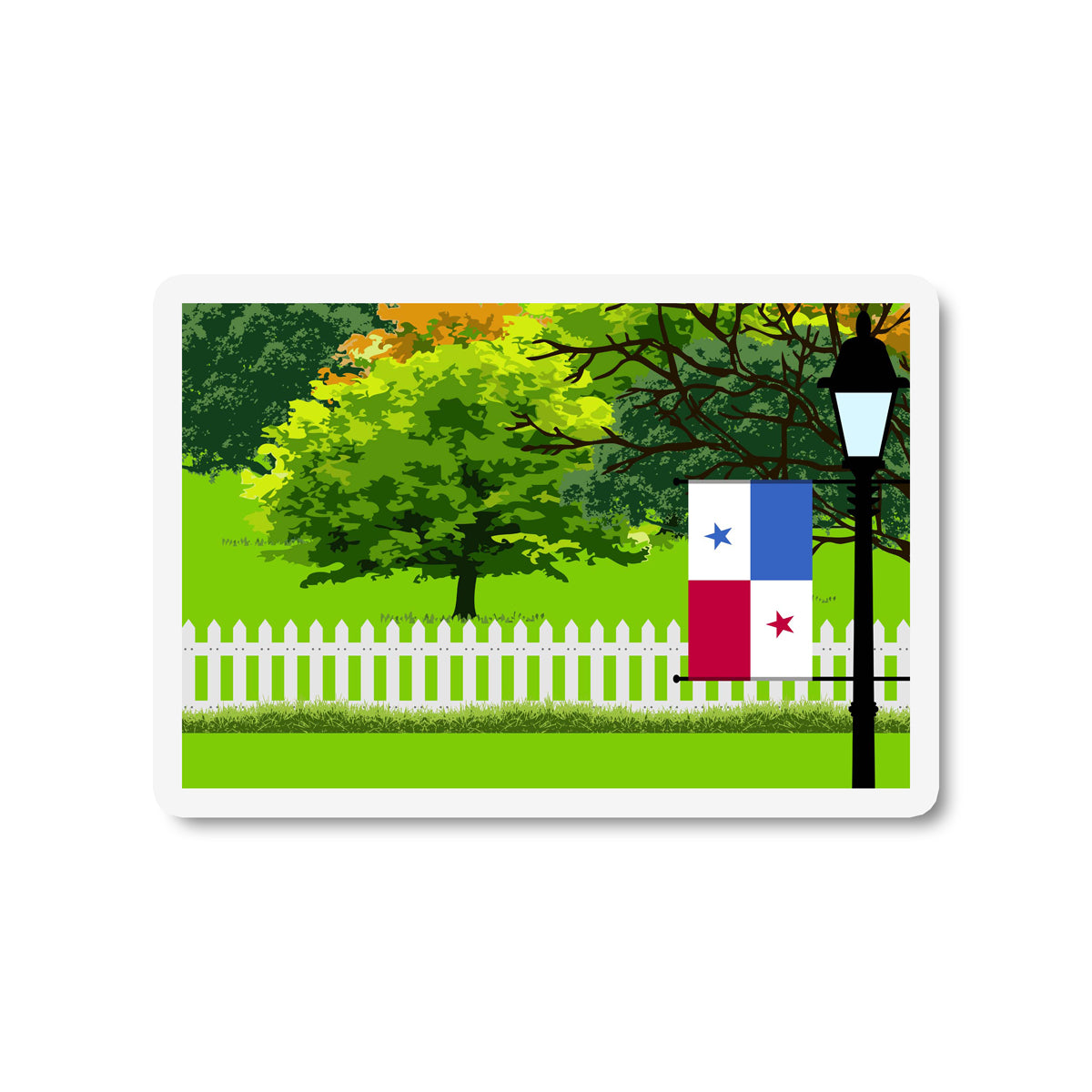 Panama Trees Street Lamp Fridge Magnet
