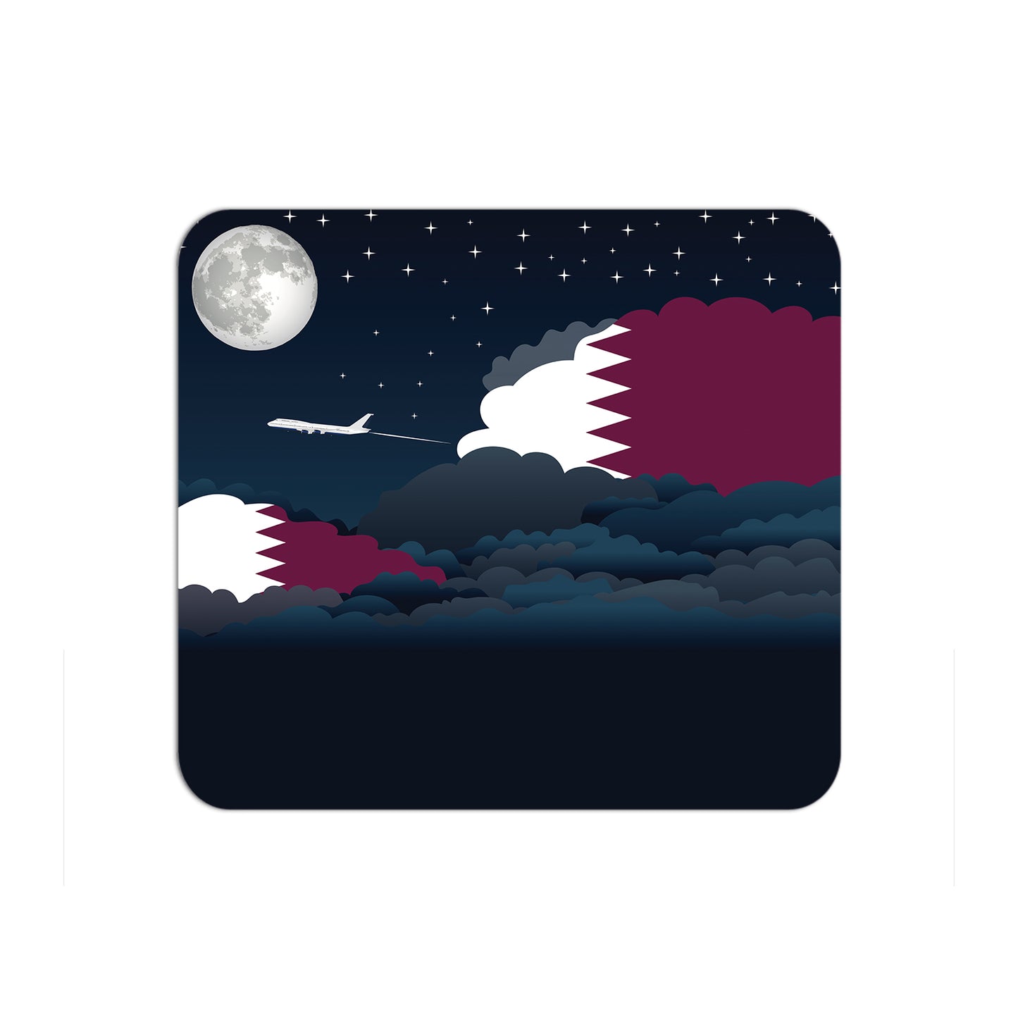 Qatar Airplane Airport Flight Night Clouds Mousepad